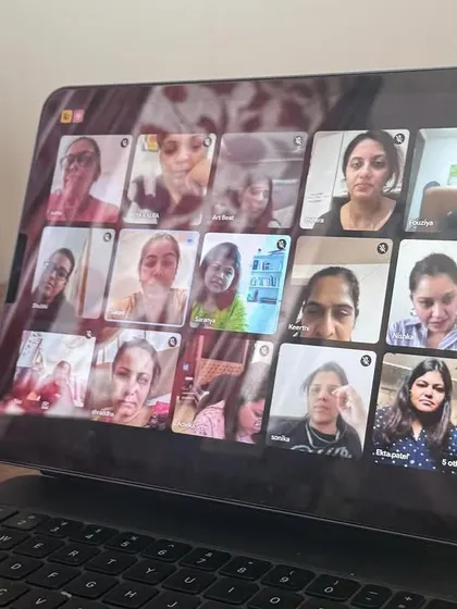 A look at my virtual classroom setup. I've coached artists from Canada, Kuwait, and all over India, proving that you can build a global coaching business right from your desk. We cover everything from business strategy to creative confidence.