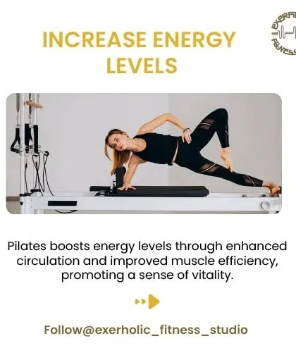 Feeling tired? Pilates can help. It boosts energy levels through enhanced circulation and improved muscle efficiency, promoting a lasting sense of vitality.