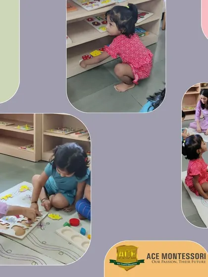 This collection of images highlights children engaged with puzzles and guided by teachers. Our approach ensures that each child receives individual attention, allowing them to progress at their own pace.