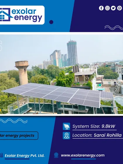 This 9.8 kW installation in Sarai Rohilla, Delhi, overlooks the city skyline, turning an urban rooftop into a power-generating asset.