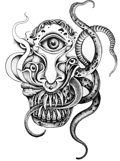 A scanned, clean version of the finished self-portrait.