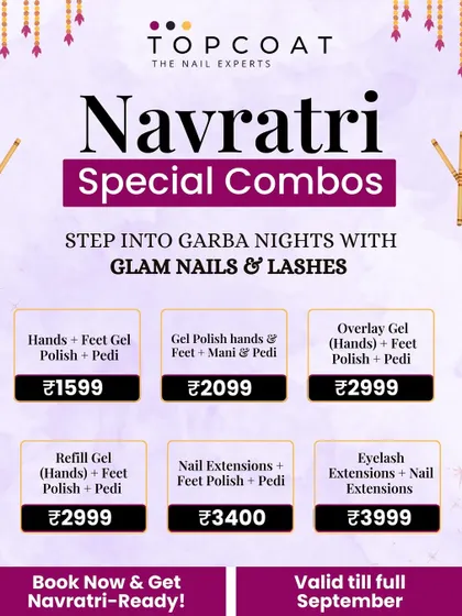 Our Navratri special combos are here to get you ready for Garba nights. We offer packages for glam nails and lashes so you can look your festive best.