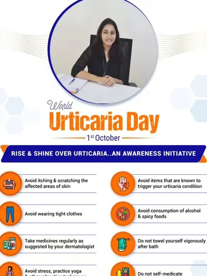 This infographic provides practical advice for managing Urticaria. Simple lifestyle adjustments like avoiding tight clothing, known triggers, and alcohol can help reduce flare-ups, alongside a medically supervised treatment plan with antihistamines.