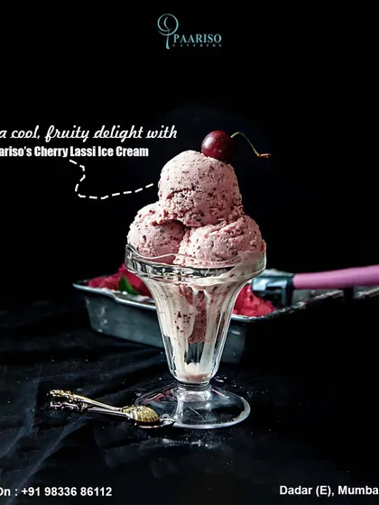 Enjoy a cool, fruity delight with our custom Cherry Lassi Ice Cream. This unique flavor combines the tang of cherries with the creaminess of lassi, offering a refreshing and innovative dessert option.