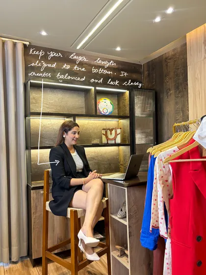 Styling tip: Keep your layer length aligned to the bottom. This creates a balanced and classy look, as seen here with this blazer and skort combination.