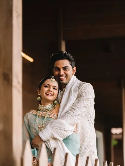 Cuteness overload is right. Disha and Prateek look so happy and in love in this cozy portrait.