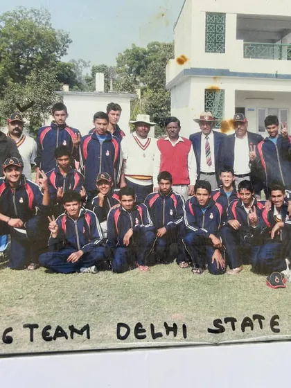 An old photograph with the U-16 Delhi State team. I have been coaching and nurturing talent for many years.