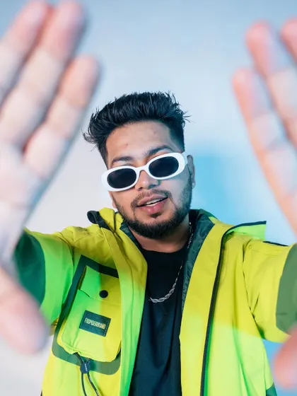 Framing the shot. This close-up captures the confidence and focus I put into both my brand and my music production.