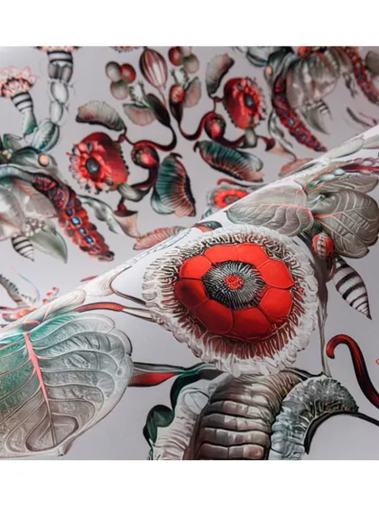 This exquisite and vibrant 'Mooi' wallcovering is a preview of the kind of unique, artistic designs I source. The detailed, almost surrealist floral and insect motifs are for clients who want their walls to be a true conversation piece.