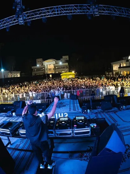 Another wide-angle shot showing the full scale of an outdoor concert. The energy from a crowd this size is unmatched.