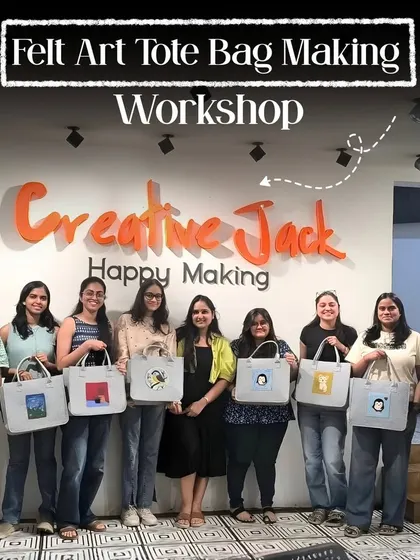 It's not just about painting. In my craft workshops, you can learn to make unique items like these custom-designed felt art tote bags.