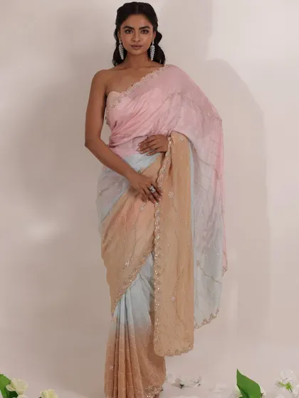 A series of looks from a campaign with Zari Jaipur. I styled a variety of sequined and embroidered sarees in pastel and metallic shades, showcasing options for everything from cocktail parties to wedding receptions.