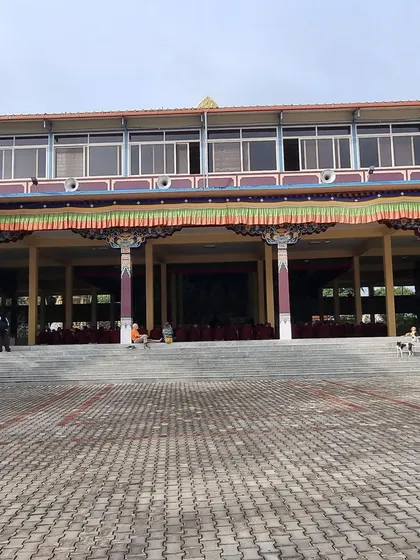 The impressive facade of Sera Jey Monastery, where the Geshe ceremony took place. The traditional Tibetan architecture and serene environment provided a beautiful backdrop for this profound event.