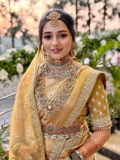 A radiant smile from bride Nischaya. My goal is to ensure every bride feels comfortable and beautiful, letting her true happiness shine.