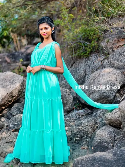 This beautiful sea-green tiered gown is another one of my rental options for photoshoots. I also offer this style in kids' sizes so you can create a custom mother-daughter combo for your event.