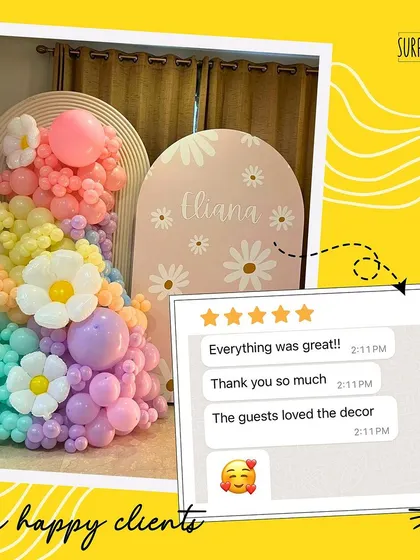 "The guests loved the decor." It's wonderful to know that not just the hosts, but all their guests also appreciated the beautiful atmosphere we created.