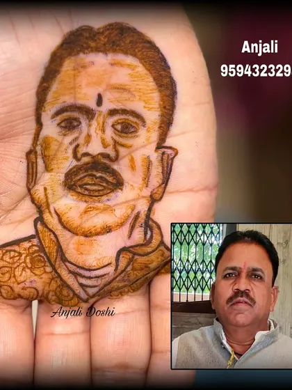 Your mehendi can hold what's closest to your heart. I was honored to create this portrait for a bride to have her late father with her on her special day. It's a new and emotional way to customize your bridal henna.
