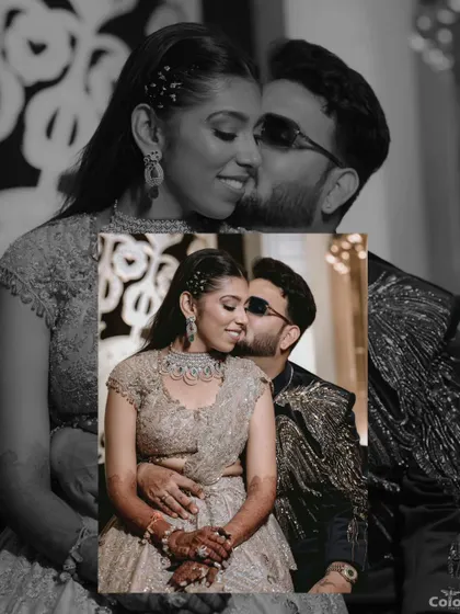 Another creative edit from the same series, showing a sweet kiss on the cheek.