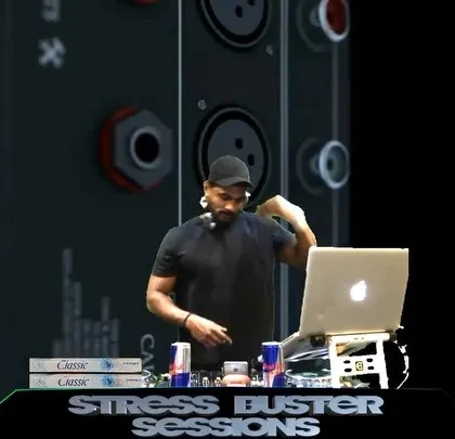 Adjusting my gear during a "Stress Buster" live stream. The technical side of virtual events is just as crucial.