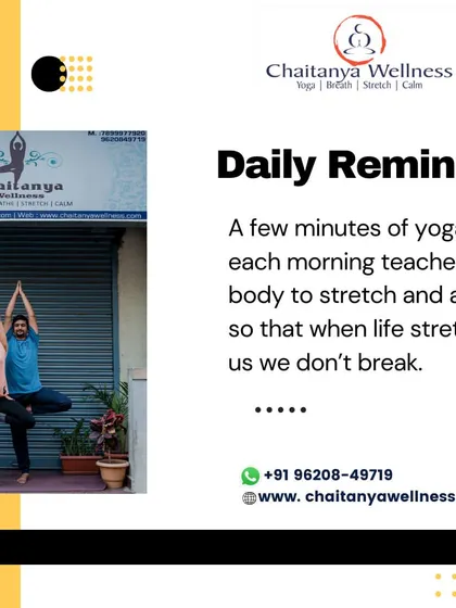 A daily reminder from our studio. A few minutes of yoga each morning teaches our body to stretch and adapt, so that when life stretches us, we don't break.