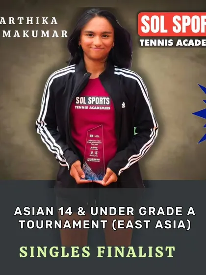 A phenomenal run for Karthika Padmakumar at the Asian 14 & Under Grade A Tennis Tournament in China, finishing as the singles finalist. This international experience is invaluable.