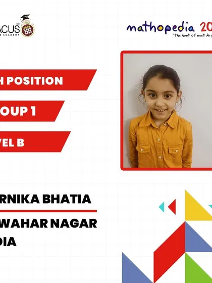 Varnika Bhatia from Jawahar Nagar, India, who secured 5th Position.