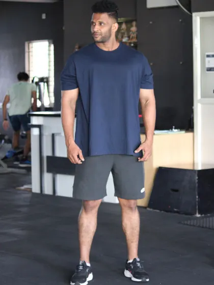 A full-body shot of me in the gym. I believe in leading by example.