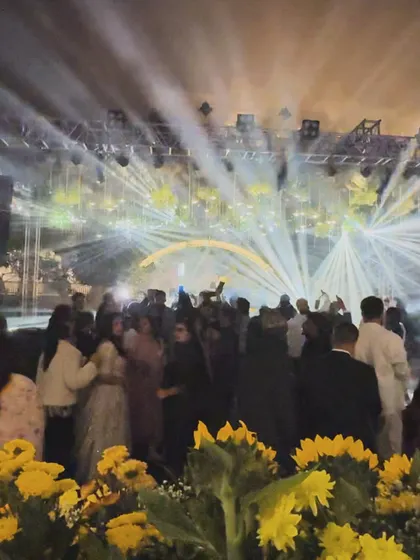 A destination wedding with a historic fort as the backdrop. The scale of this event was magnificent, with a massive lighting rig and a dance floor full of guests. I thrive on creating magical nights in the most incredible locations.