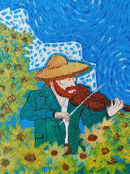 A detailed shot of the violinist. Capturing the feel of a classic painting on a modern wall is a challenge I absolutely love.