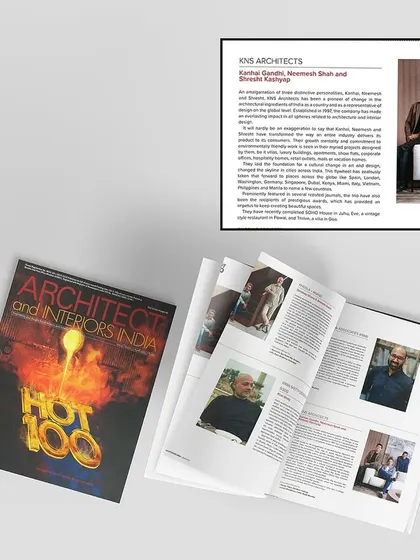 A mockup of our feature in the 'Hot 100' issue by Architect and Interiors India. We are thankful for this prestigious recognition.
