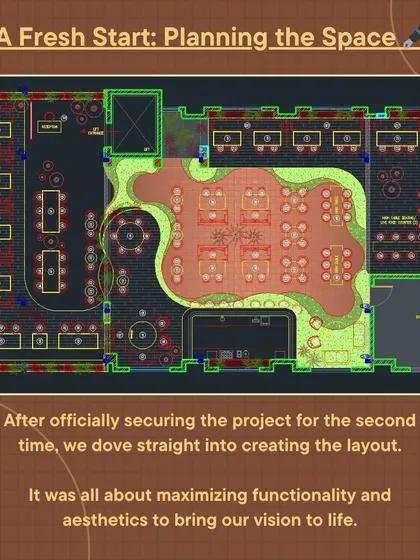 A fresh start: planning the space. After securing a project, we dive straight into the layout, focusing on maximizing both functionality and aesthetics. This floor plan was for the Nido rooftop bar.