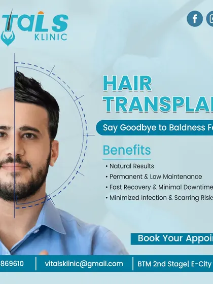 This image illustrates the transformative power of a hair transplant, offering a permanent solution to baldness. The benefits include natural-looking results, low maintenance, fast recovery, and minimized risks, allowing you to regain your confidence.
