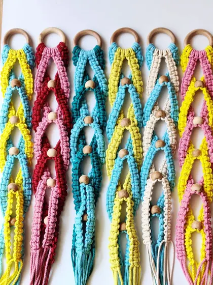 A whole collection of my two-tone plant hangers, ready for a bulk order. The color possibilities are endless.
