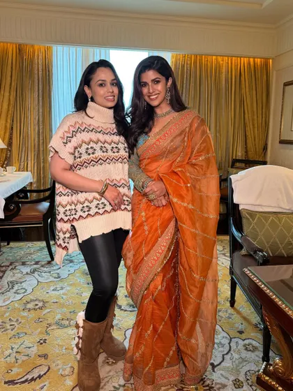 A wonderful moment with Nimrat Kaur after our session. It was such a pleasure working with her, and this photo captures the fun and collaborative energy on set.
