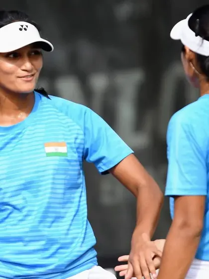 Making my debut for India in the Billie Jean King Cup. Here I am playing doubles, fighting for every point with my partner. The experience of competing alongside the best in the country was unforgettable.