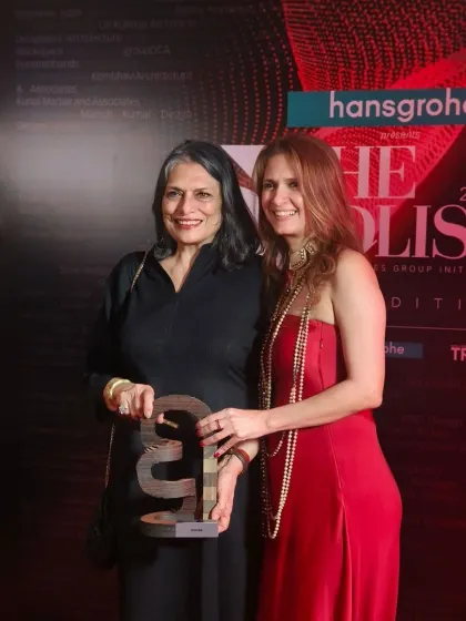 Sunita Kohli accepting an award at the D/List 2025 event. We are grateful for the recognition from our peers and the design community.