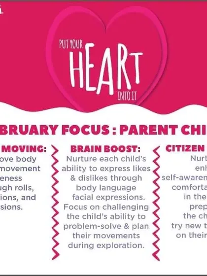 In February, our Parent-Child classes focus on improving body awareness through rolls and rotations, all while nurturing self-awareness in a comfortable gym setting.