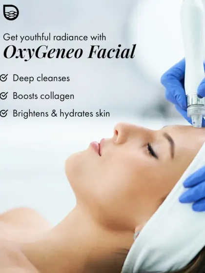 The OxyGeneo Facial is my go-to for achieving youthful radiance with no downtime. This treatment, shown here, provides deep cleansing, boosts natural collagen production, and simultaneously brightens and hydrates the skin for an immediate glow.
