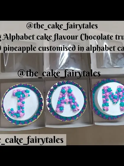 Another shot of the 'J', 'A', 'M' alphabet cakes.
