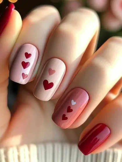 A romantic ombre of hearts in shades of pink and red. This is a simple yet lovely design for a special occasion.