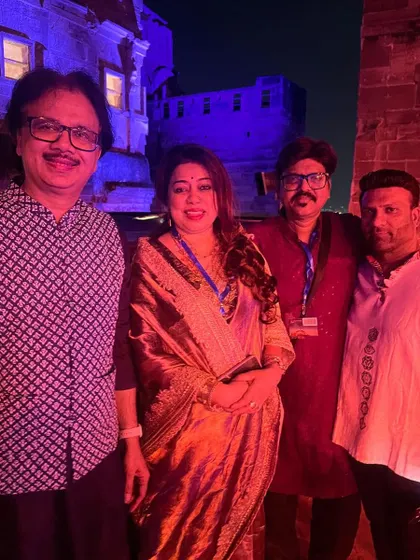 A pre-stage moment with my wonderful musical team at the Jodhpur RIFF festival. We were excited to present a blend of Sufi, classical, and Amir Khusru's compositions.