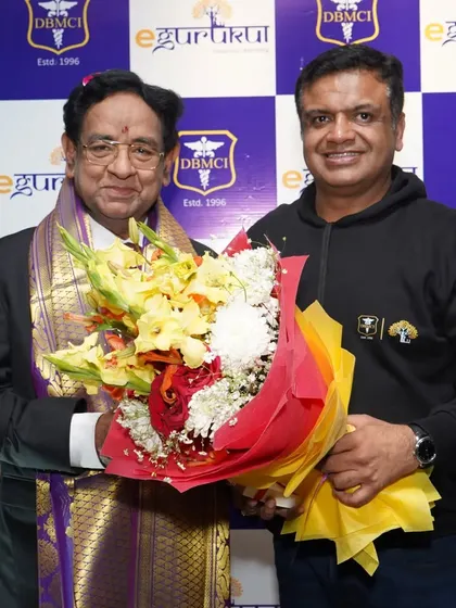 Welcoming key stakeholders and guests of honor is part of my service. Here, a senior member is being felicitated at the DBMCI annual meet, an important touch for corporate events.