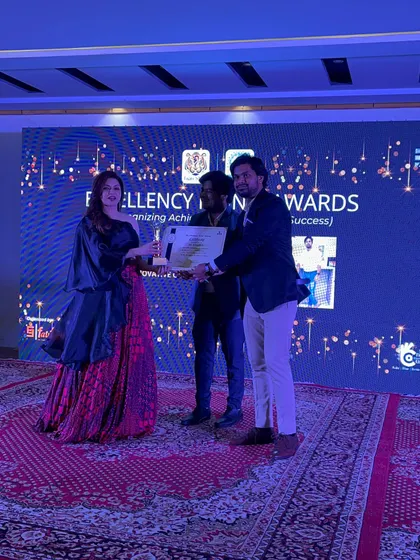 A full stage view during the award presentation.