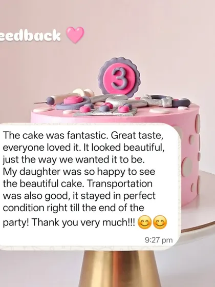 "My daughter was so happy to see the beautiful cake." This message from the mom of the 3-year-old "doctor" was fantastic. I'm also proud that the cake stayed in perfect condition until the end of the party.