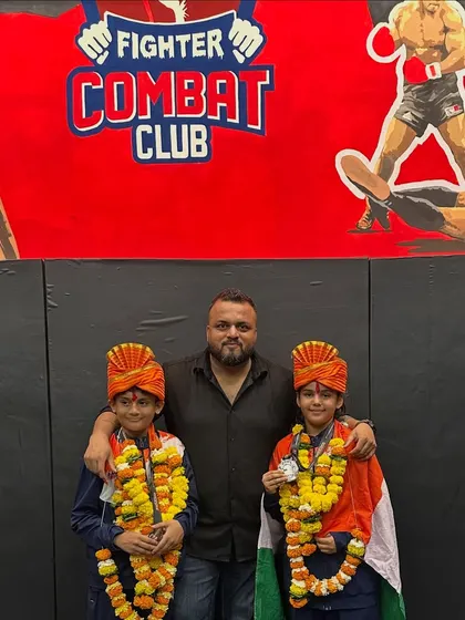 Welcoming our world heroes home. Shivam and Mishty are celebrated by me with traditional garlands and turbans after their return from the World Championship.