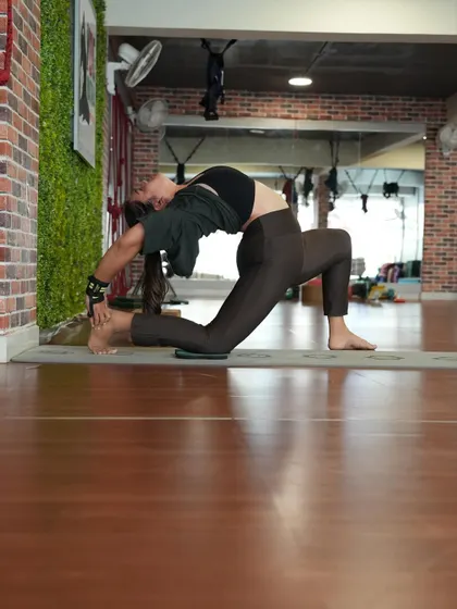 Backbends are emotional. This deep lunge backbend helps me connect more deeply with myself, opening up what is usually closed.