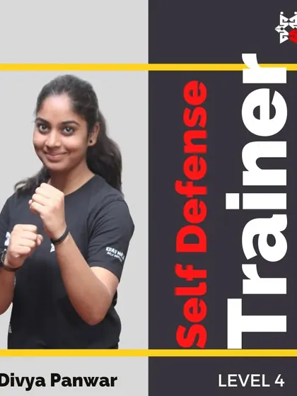 Instructor profile for Divya Panwar, a Level 4 trainer specializing in police training and VIP protection. Her expertise is a cornerstone of our women's self-defense programs.