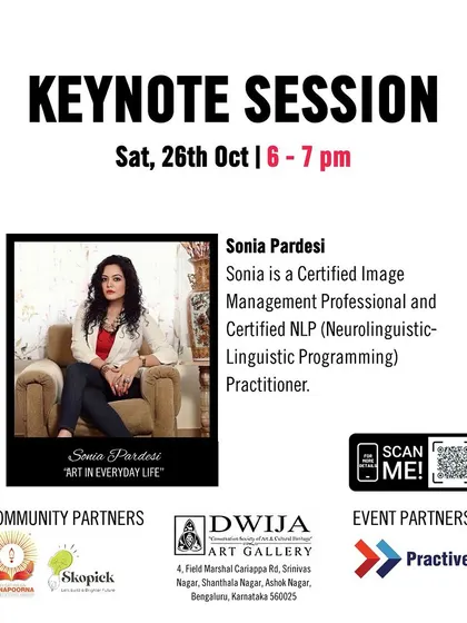 This poster announced my keynote session on 'Art in Everyday Life' at the Dwija Art Gallery. I believe personal expression through style is a form of art that we can all practice daily.