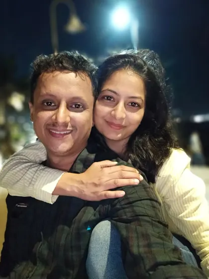 A happy moment with my husband on a night out. I love capturing the simple joy of just being together. Couple portraits are a wonderful way to remember the connection that started your family.
