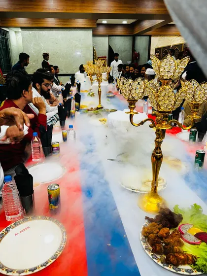 Another angle of the dry ice presentation, showing how it fills the length of the table, creating a stunning visual for everyone.